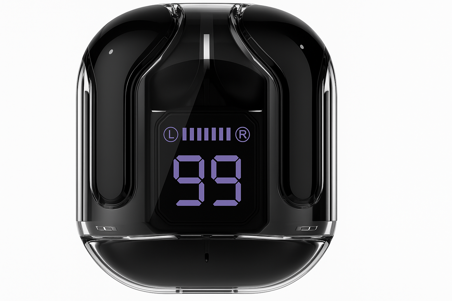 Bluetooth Earbuds with Display, Transparent Design