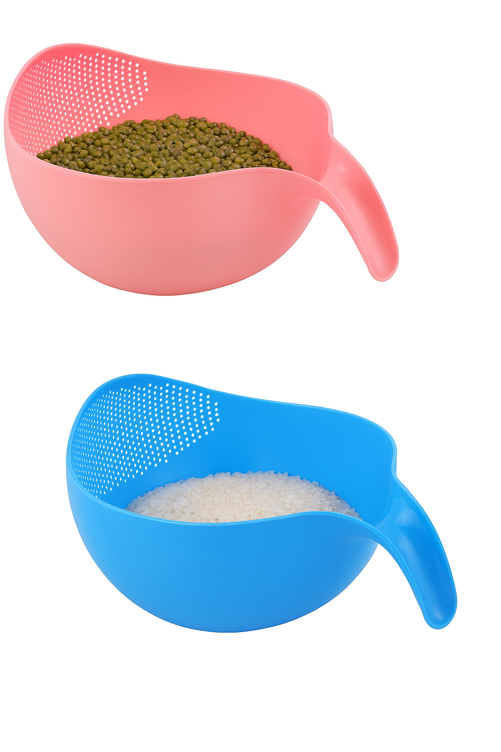 Rice Fruits Vegetable Noodles Pasta Washing Bowl and Strainer for Storing and Straining (Pink, Green, Blue Colour)