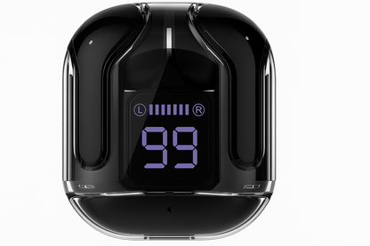 Bluetooth Earbuds with Display, Transparent Design