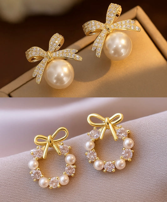 Korean Stud Earrings for Women and Girls Trending combo- pack of 2